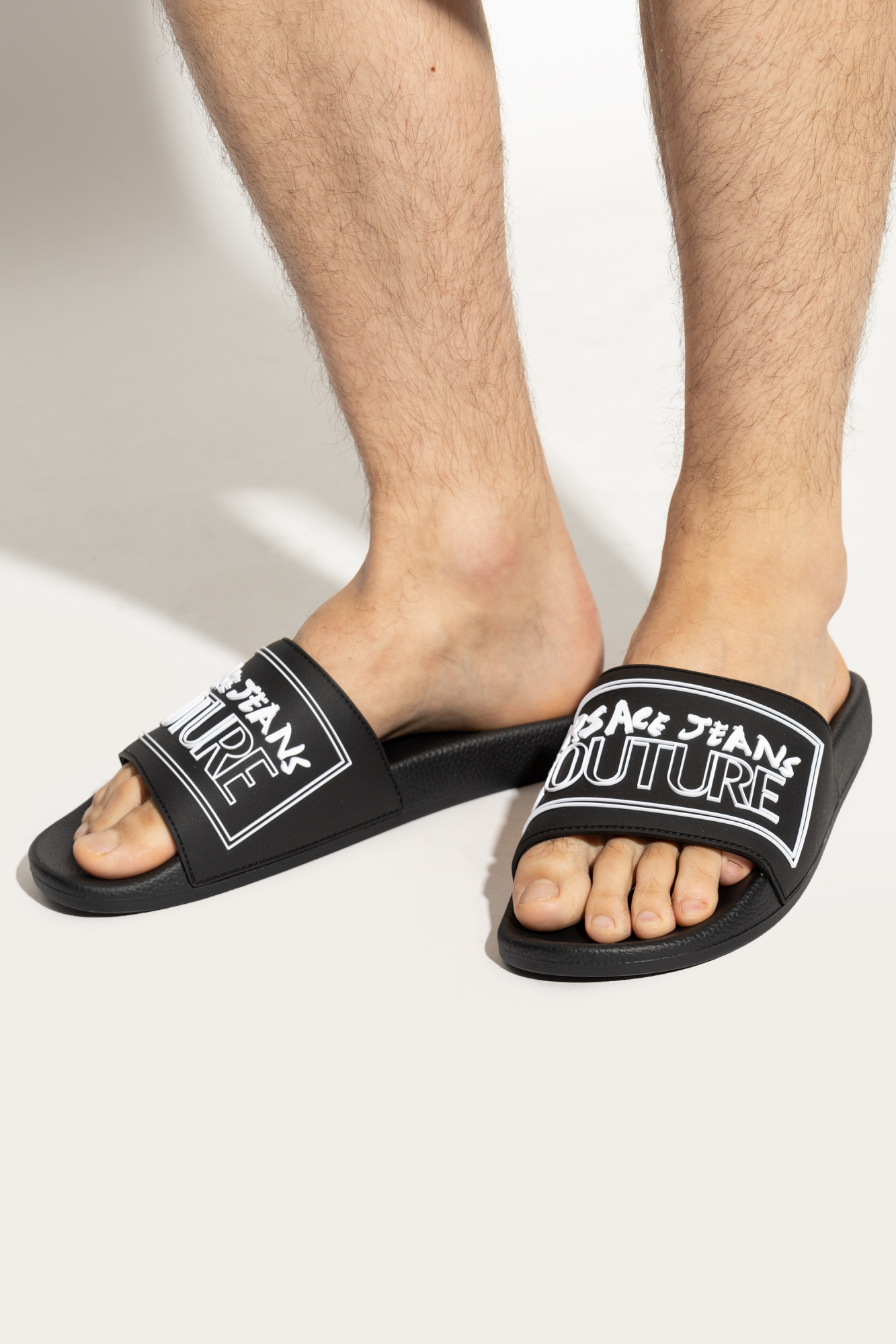 Slides With Logo, Men's, Black