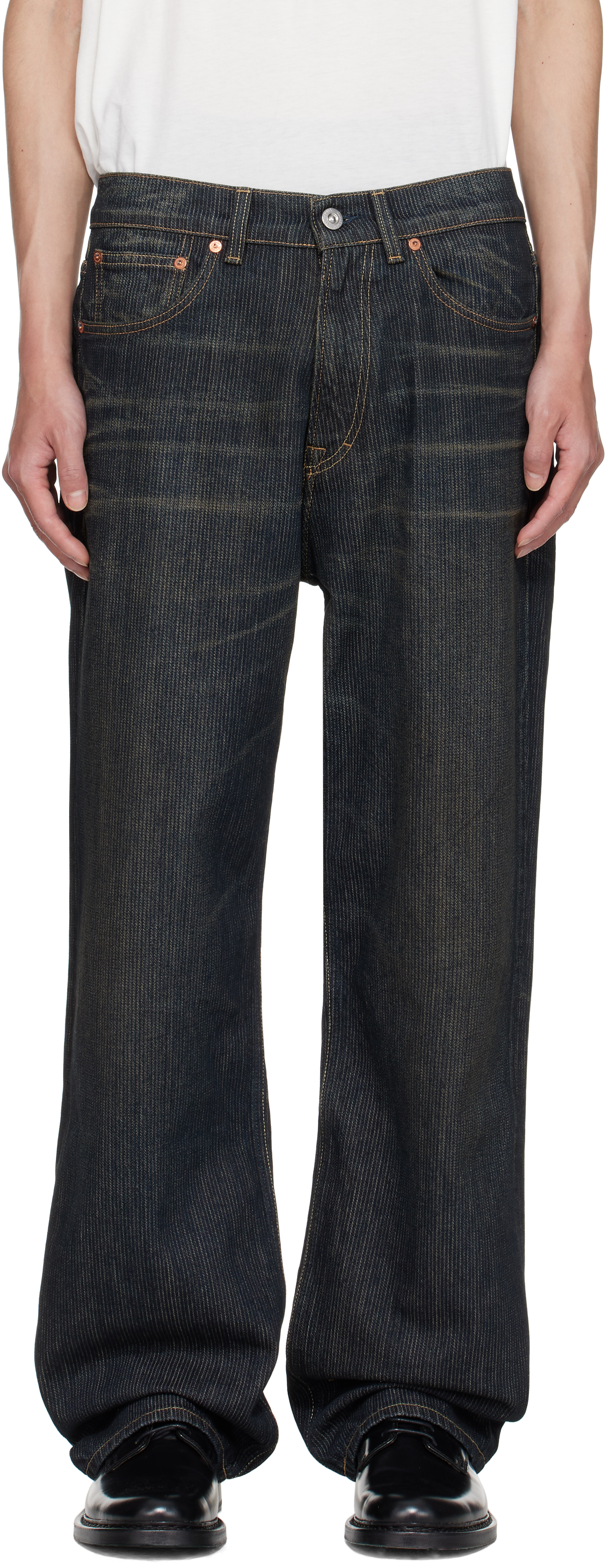 Navy Third Cut Jeans