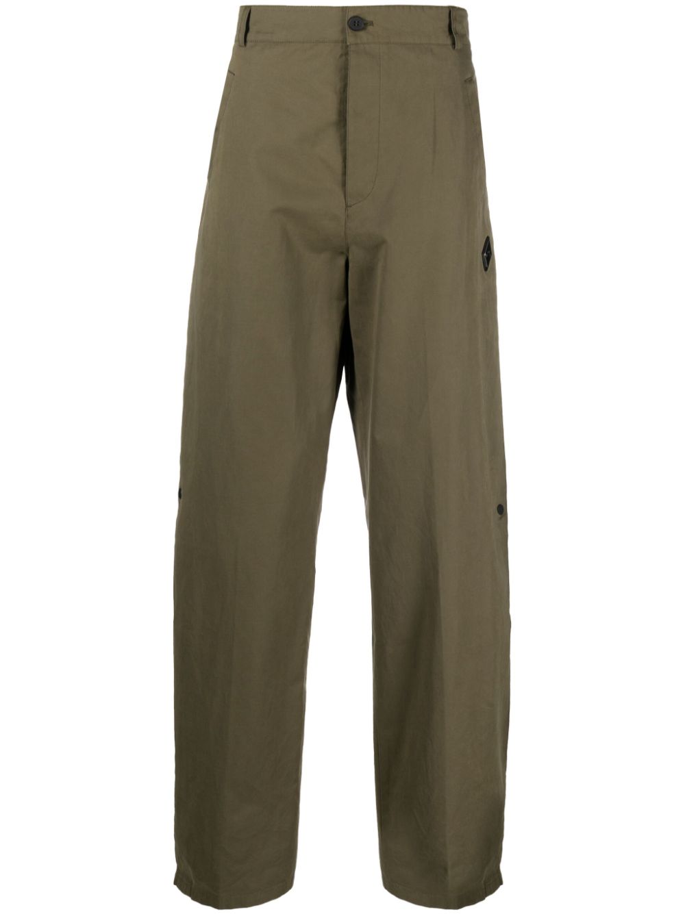 Logo-appliqué straight-leg trousers - Green