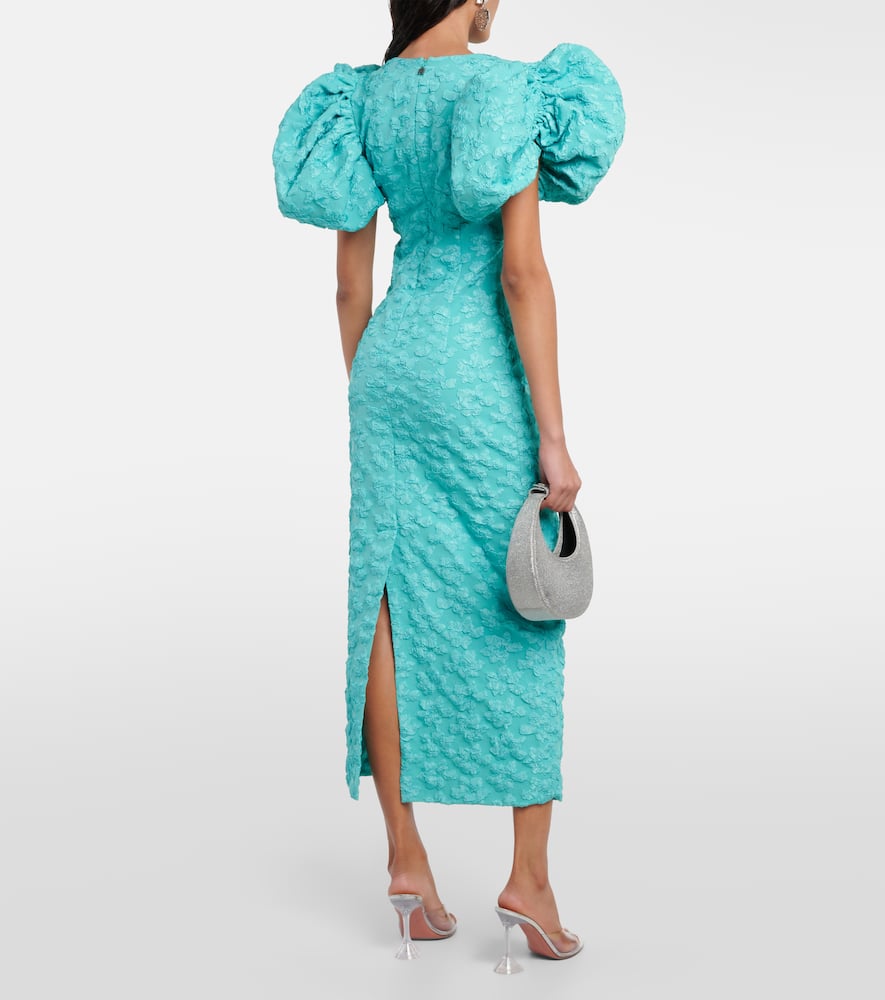 Rotate Jacquard midi dress