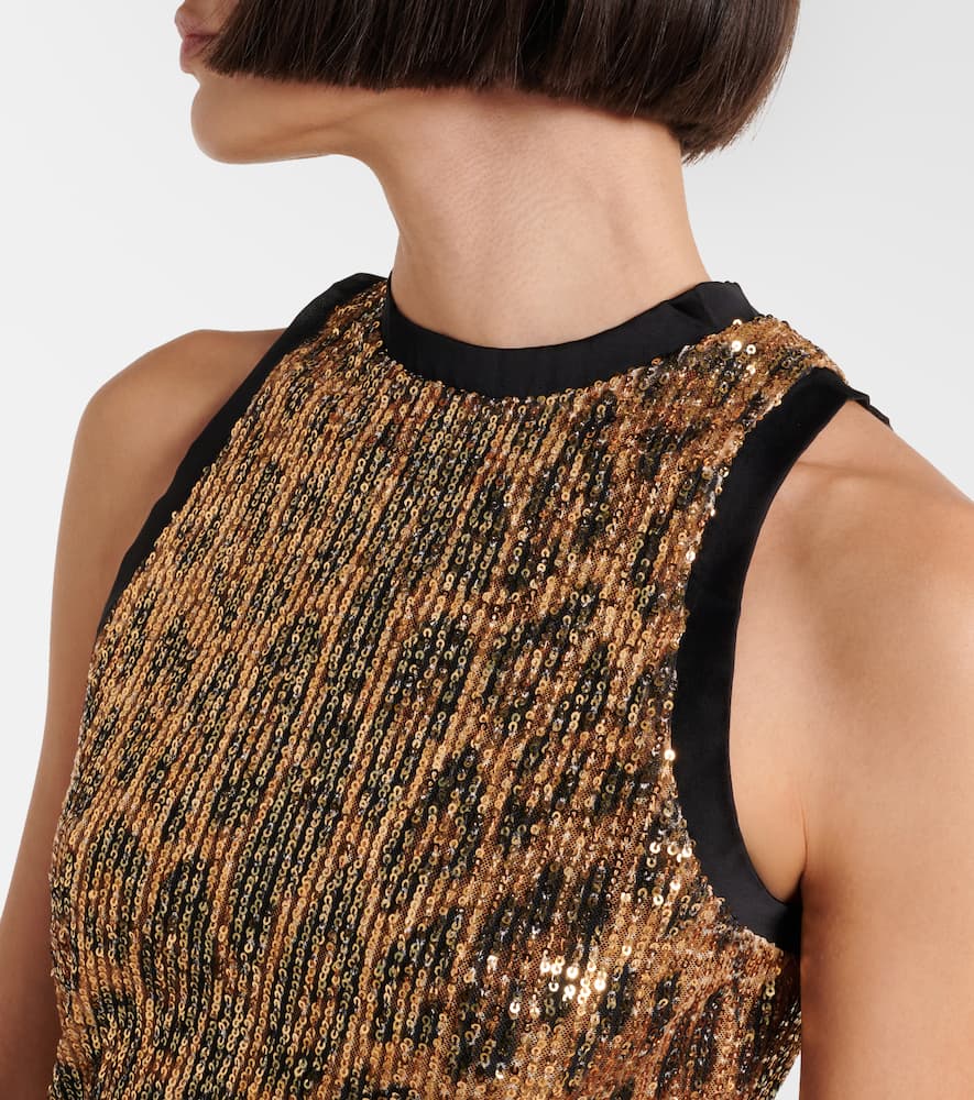 Sequined leopard-print minidress