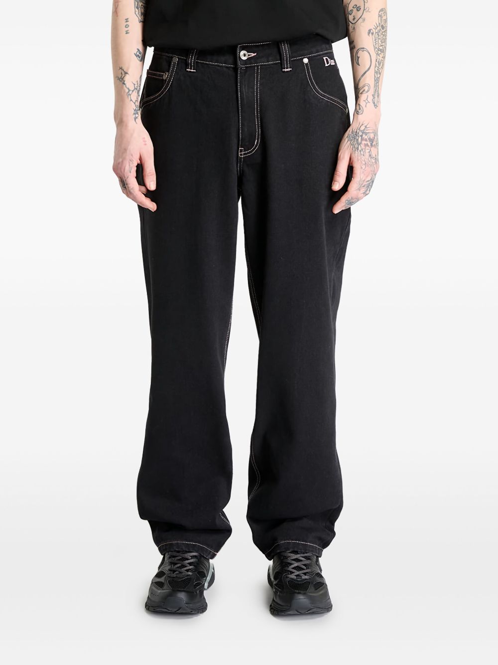 Logo-patch jeans - Black