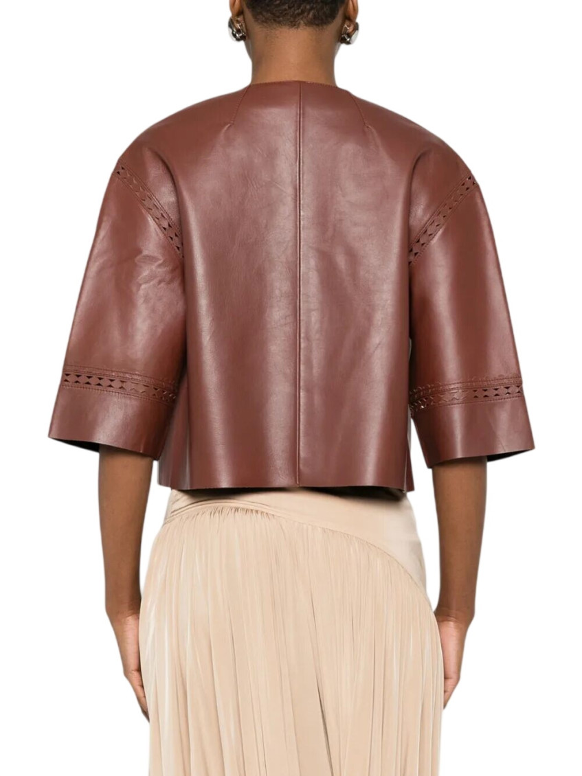 Brown Round Neck Jacket