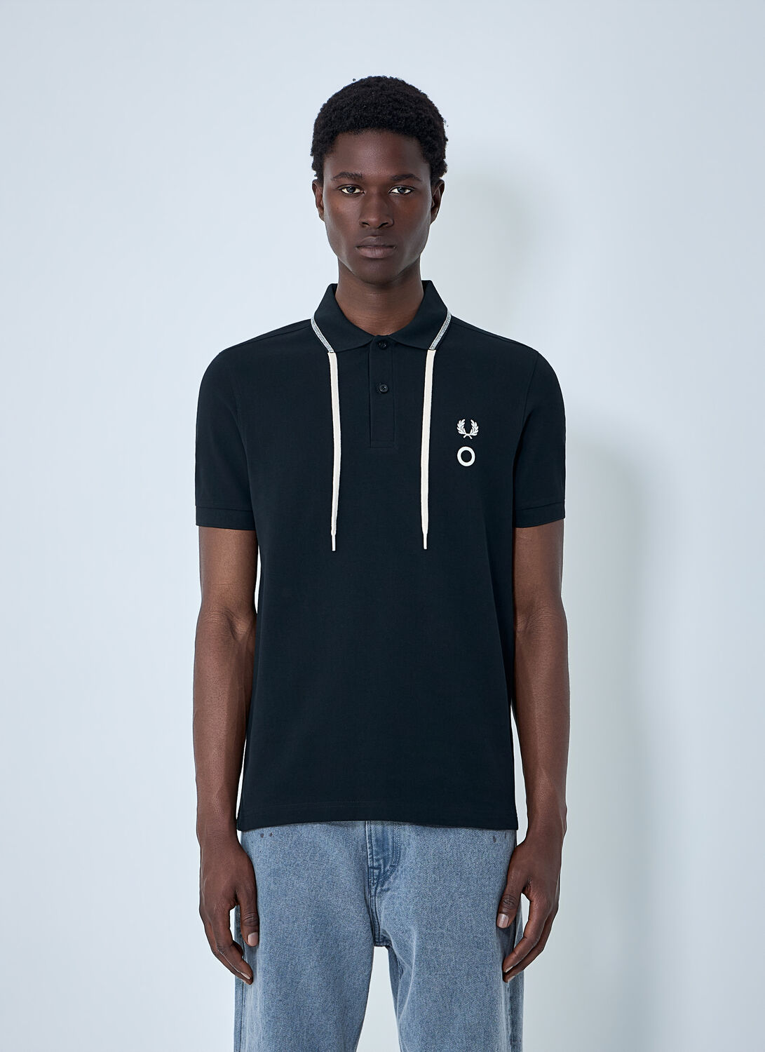 Embroidered Polo Shirt With Drawstring Detail