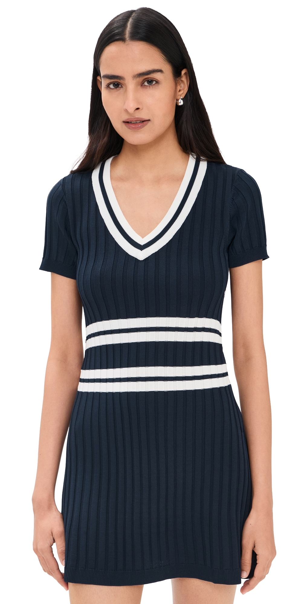 Knit Pleated Dress Navy
