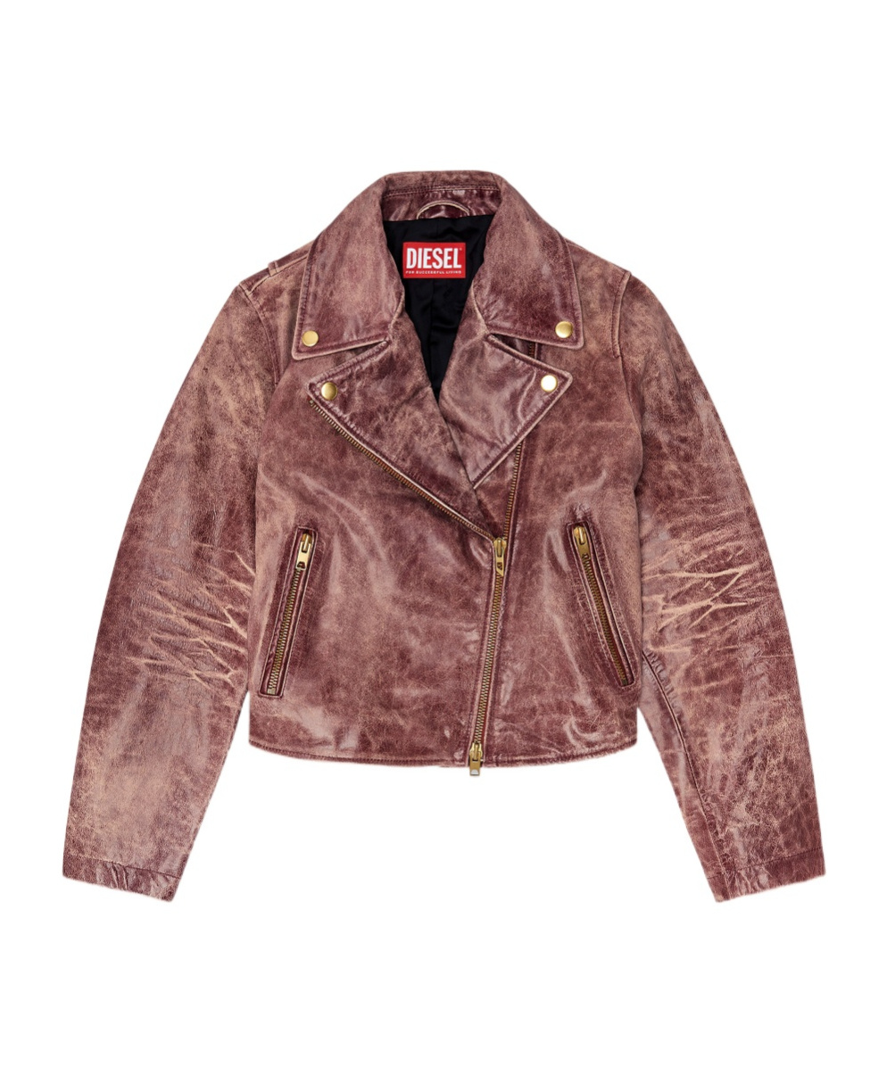 Biker jacket in treated leather