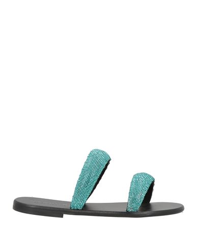 Woman Sandals Turquoise Size 6 Textile fibers