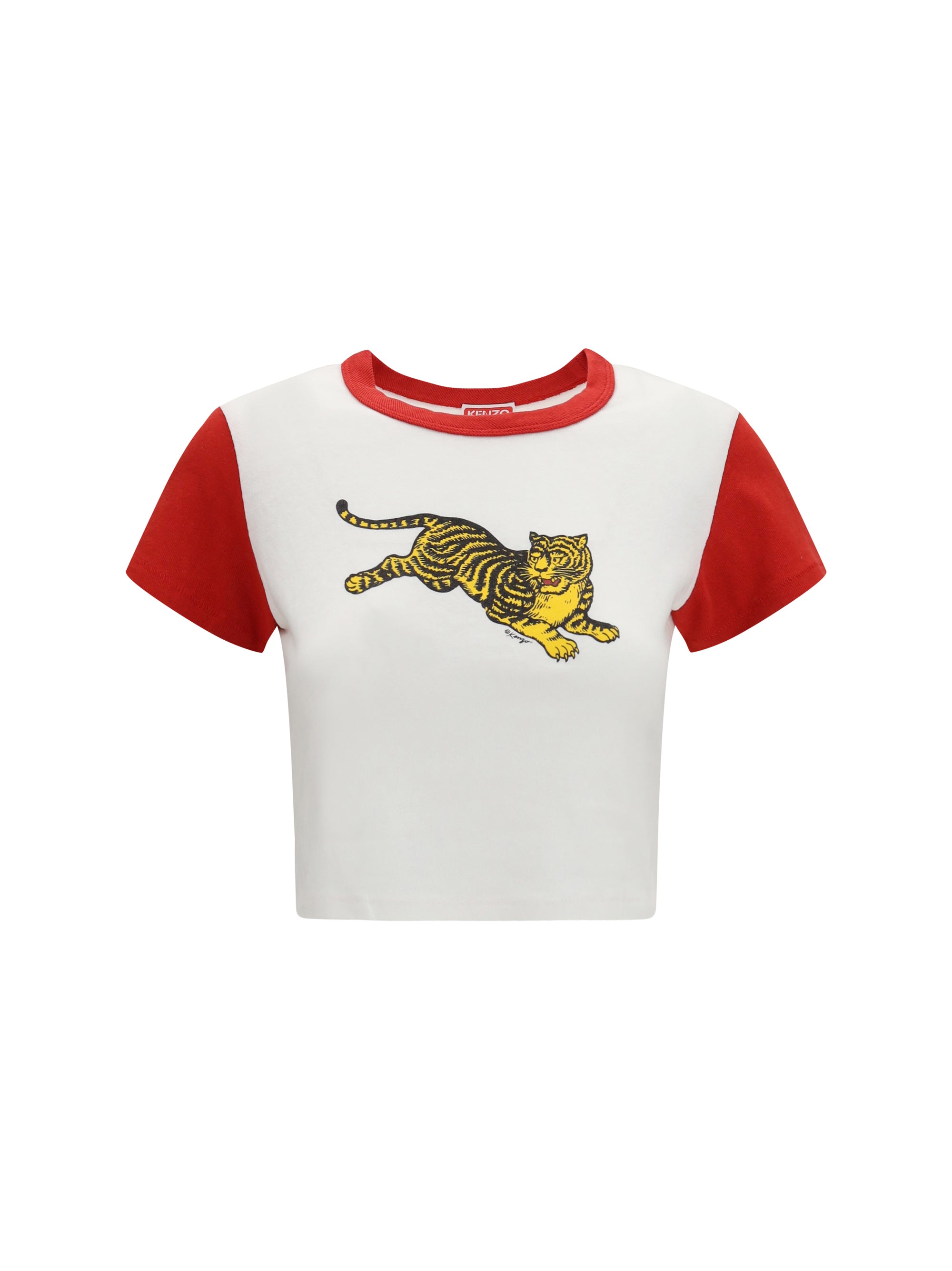 Embroidered Jumping Tiger T-Shirt — White