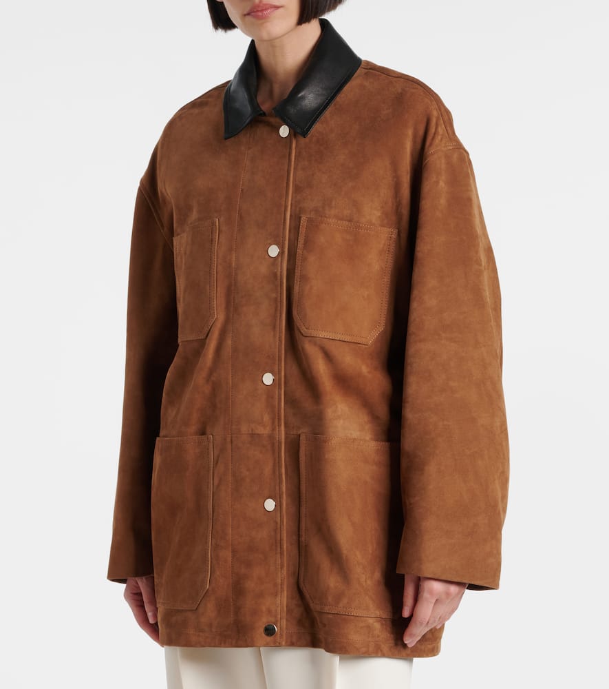 Barn leather-trimmed suede jacket