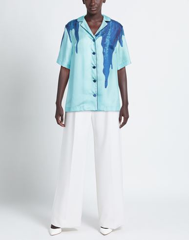 F. r.s. For Restless Sleepers Woman Shirt Azure Size S Silk