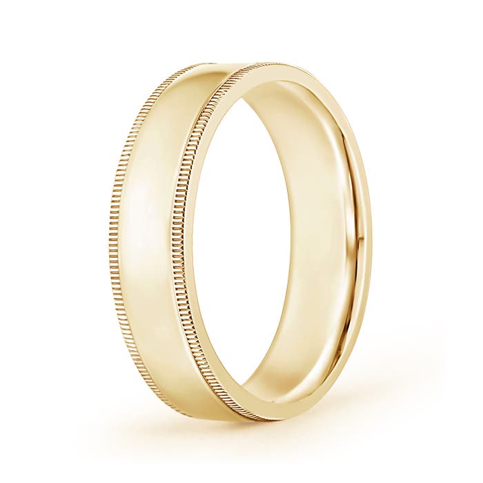 Angara Classic Flat Surface Milgrain Wedding Band for Him in 14K Yellow Gold