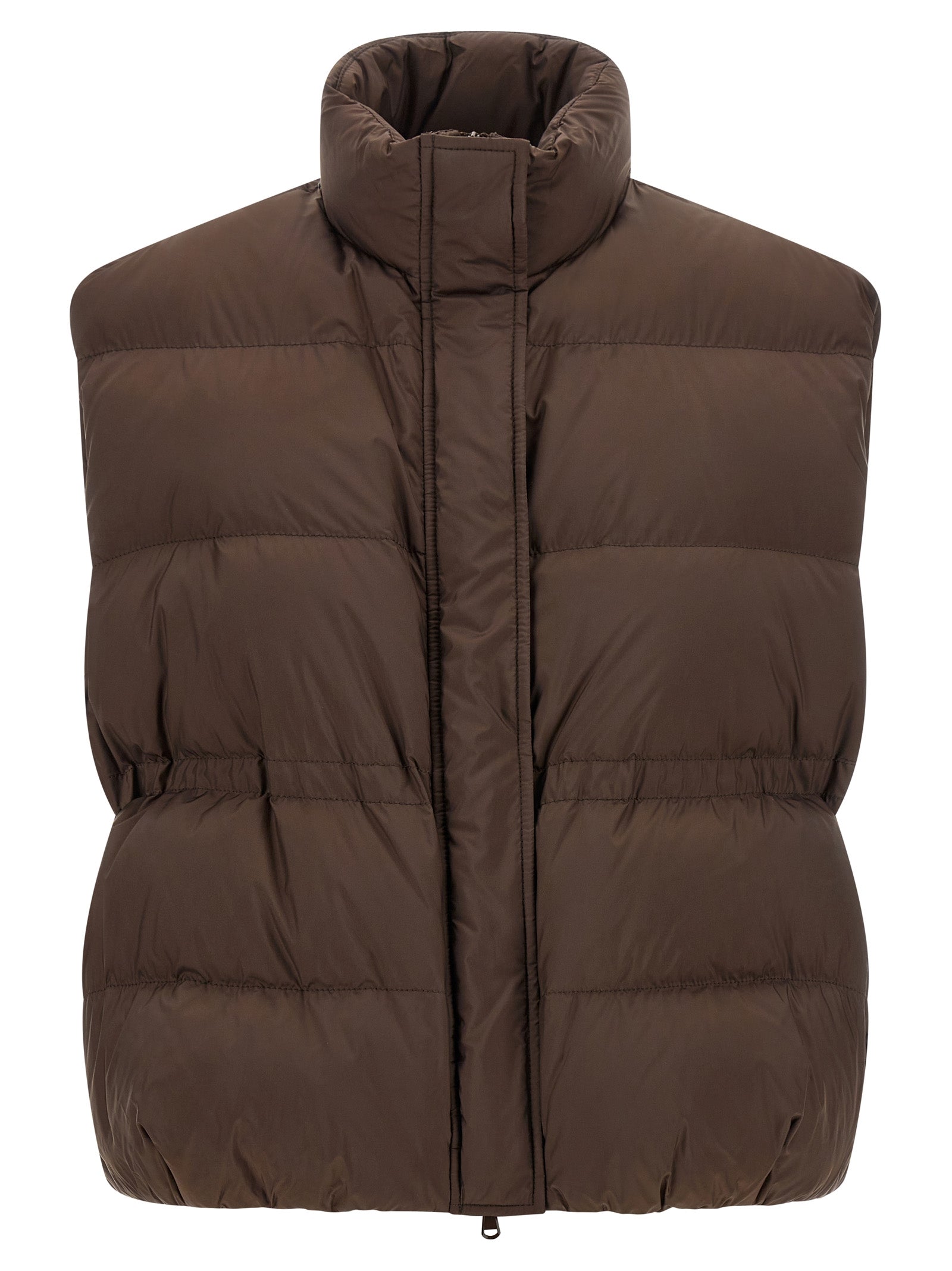 Quilted Goose-Down Vest — Brown