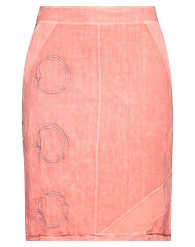Woman Mini skirt Coral Size 6 Linen, Cotton, Elastane