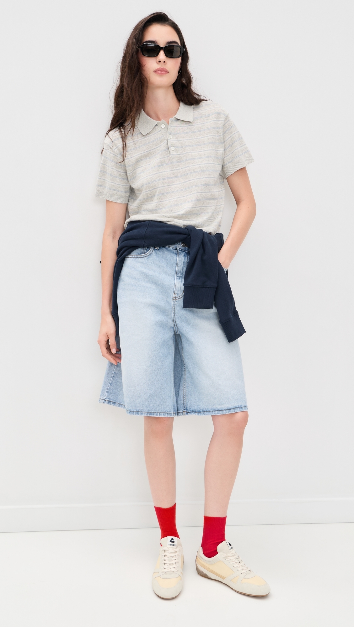 Relaxed Bermuda Denim Shorts Light Blue