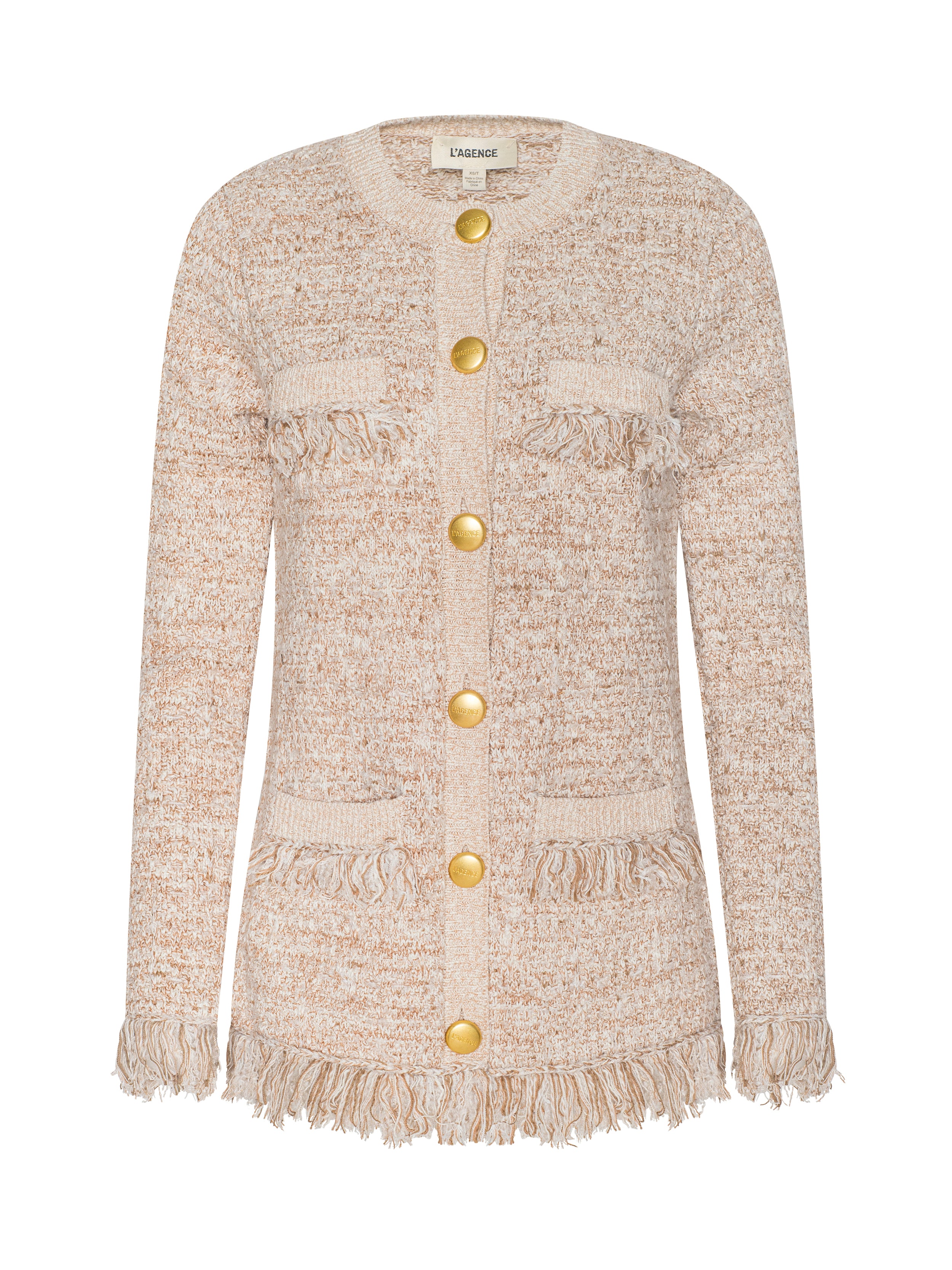 Kastoria Fringe Cardigan In Natural Multi Boucle