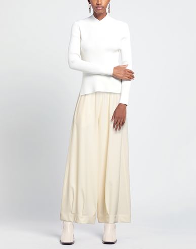Woman Pants Cream Size L Polyester, Viscose, Elastane