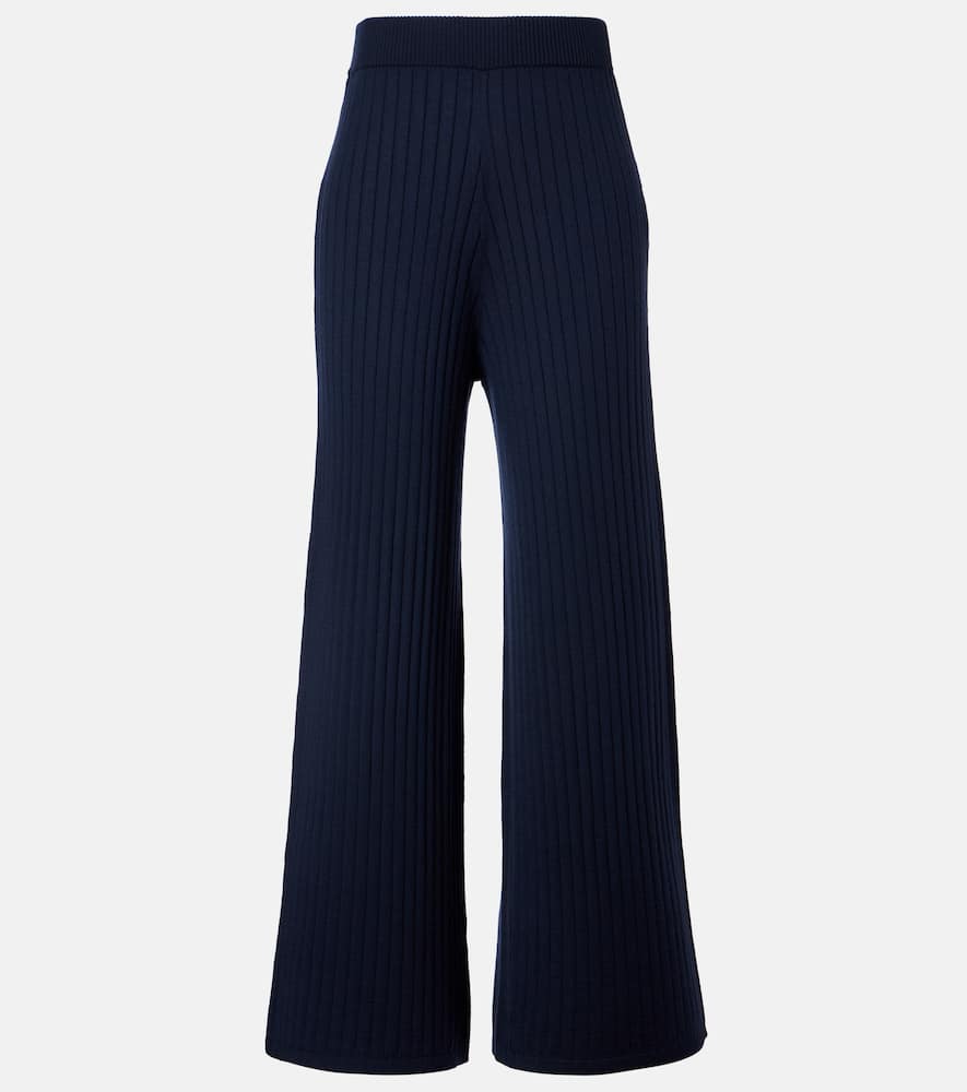 Ribbed-knit wool and cashmere wide-leg pants