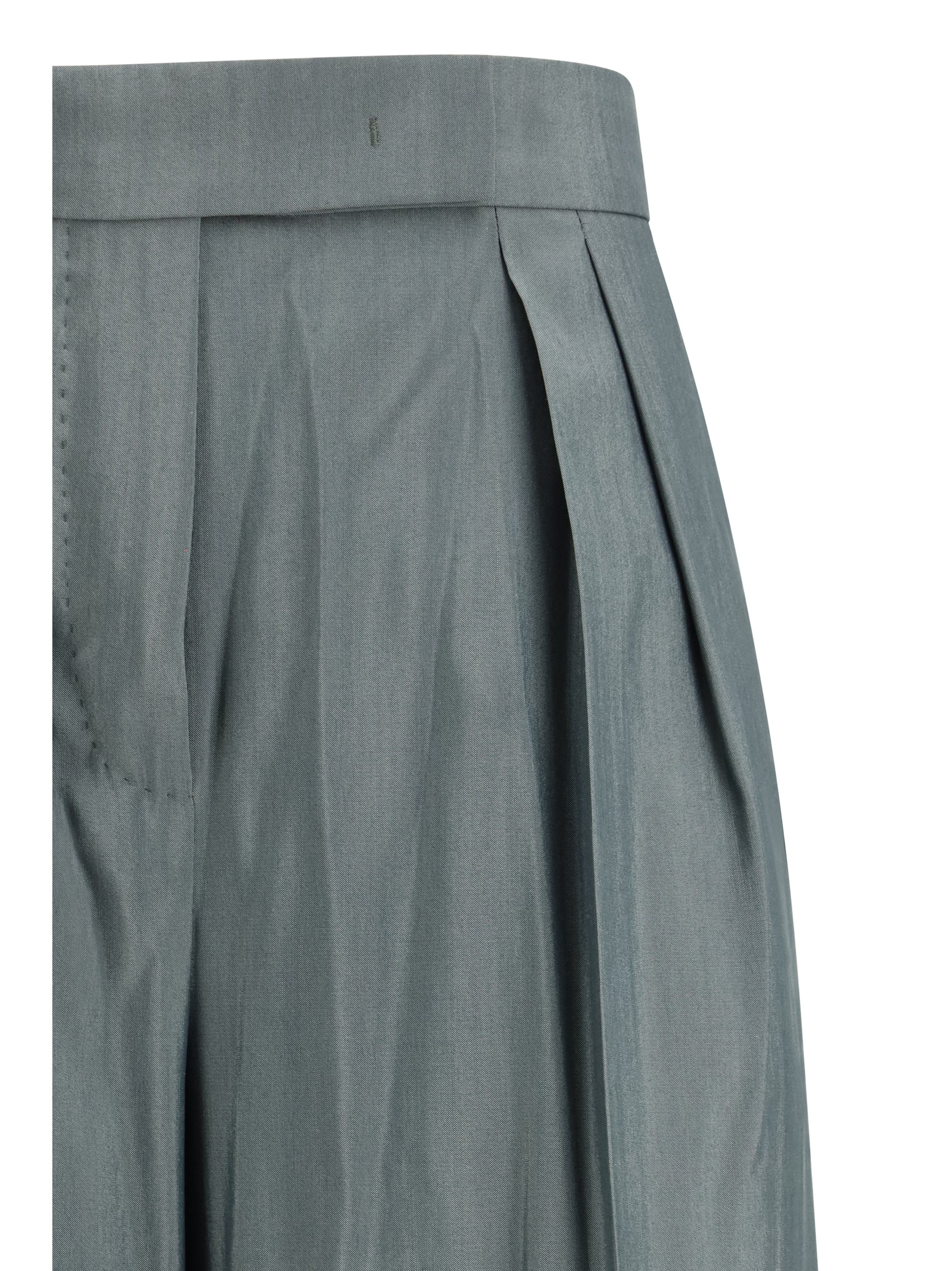Virgin Wool Fleece Trousers — Green