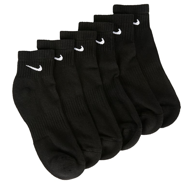 Men's 6 Pack Large Everyday Cushioned Ankle Socks (Black)