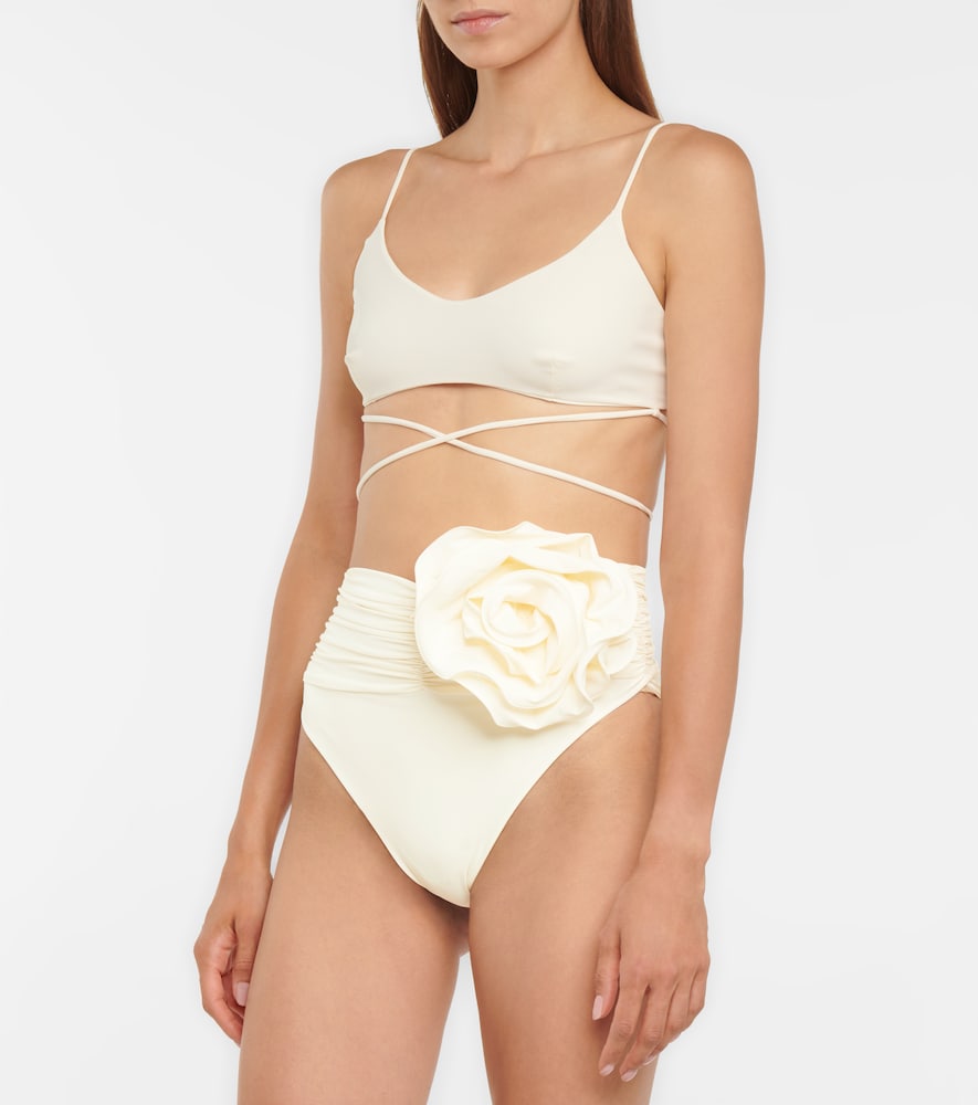 Appliquéd high-rise bikini bottoms