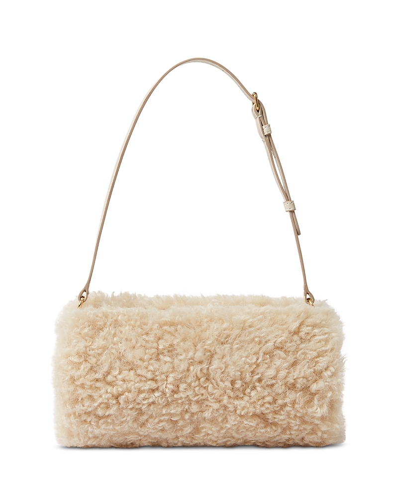Logo Bracelet Faux Shearling Pouch