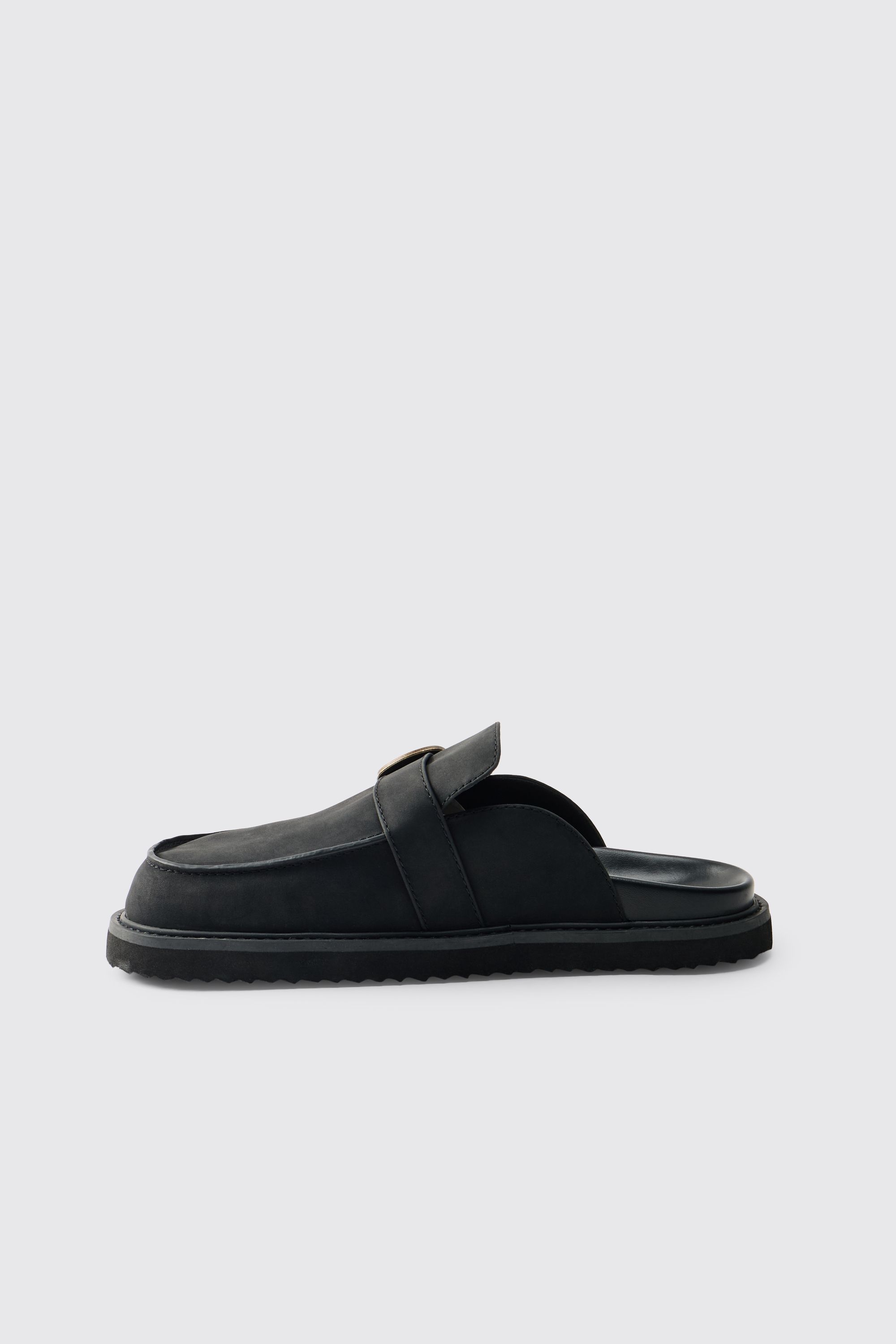 BoohooMAN Mens Chunky Buckle PU Mule - Black