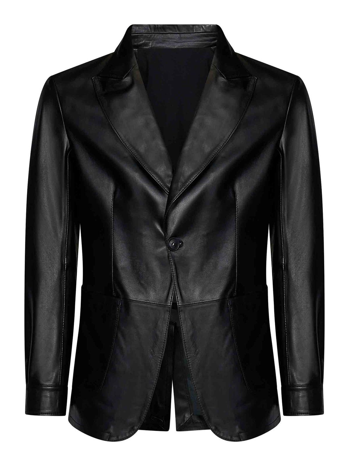 Kangaroo Leather Single-Breasted Blazer
