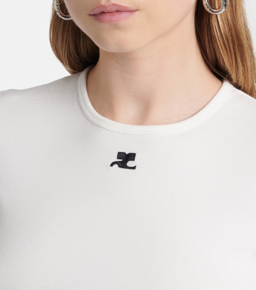 Courrèges Logo cutout tie-back cotton crop top
