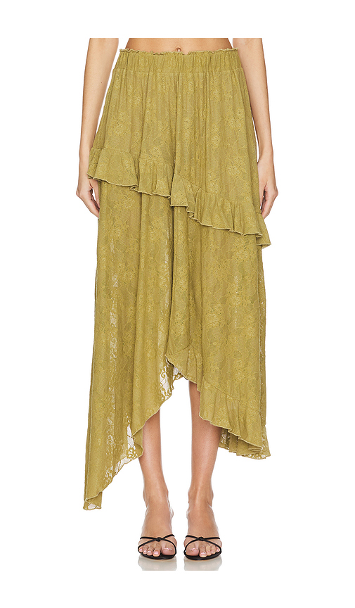 WeWoreWhat Lace Ruffle Skirt in Green. M. Also in L, S