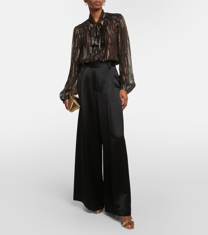 Rixo Moss metallic jacquard blouse