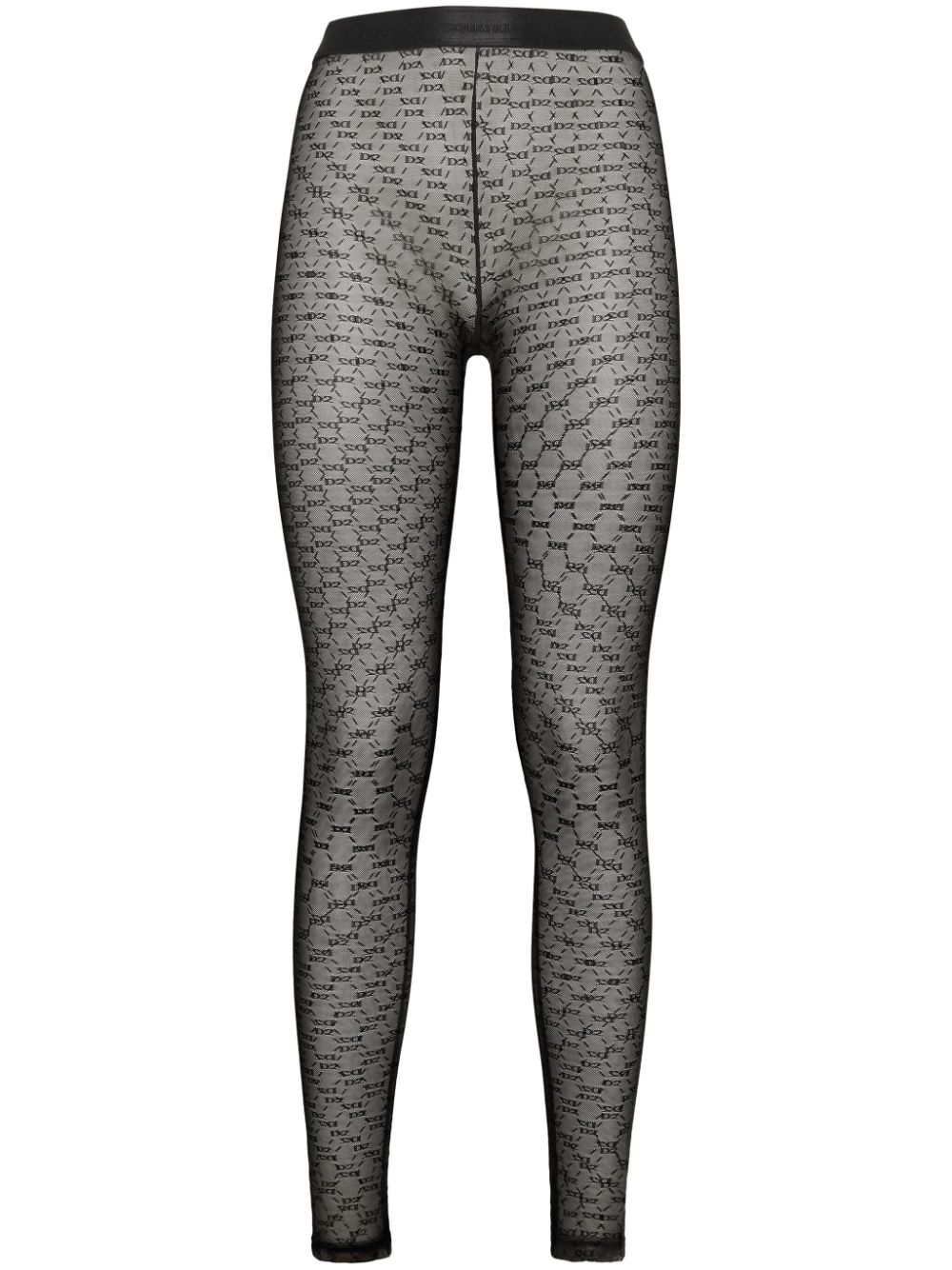 Monogram high-waisted tights - Black