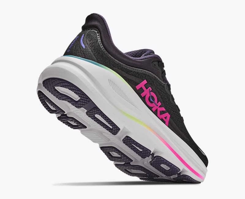 HOKA Women's Bondi 9 Shoes in Black/Neon Dragonfruit