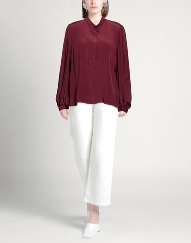 Woman Top Burgundy Size 10 Acetate, Silk
