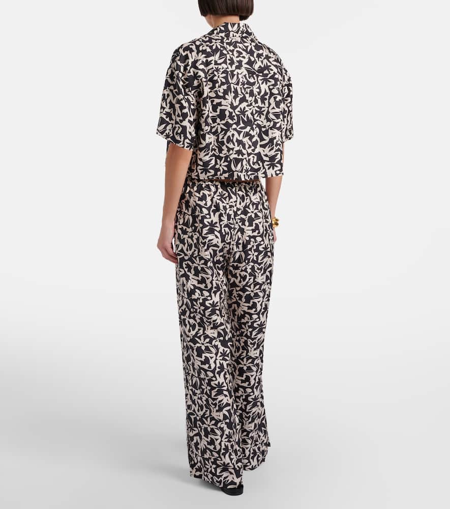 Loreto printed silk twill wide-leg pants