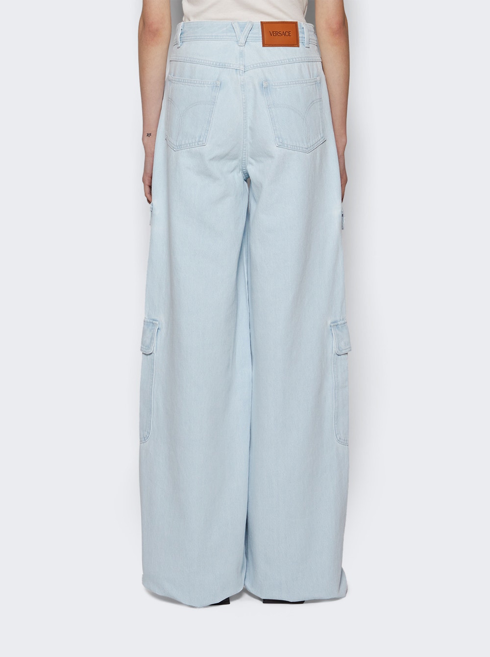 Chain Detail Jeans in Light Blue Ice