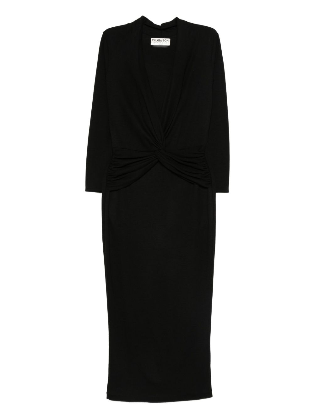 Twist-detail midi dress - Black