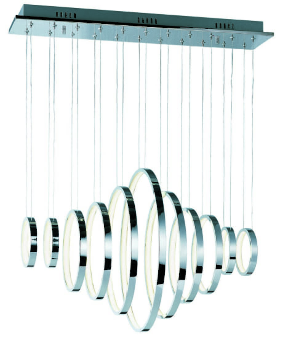Hoops LED 31.5" 11-Light Linear Pendant in Polished Chrome