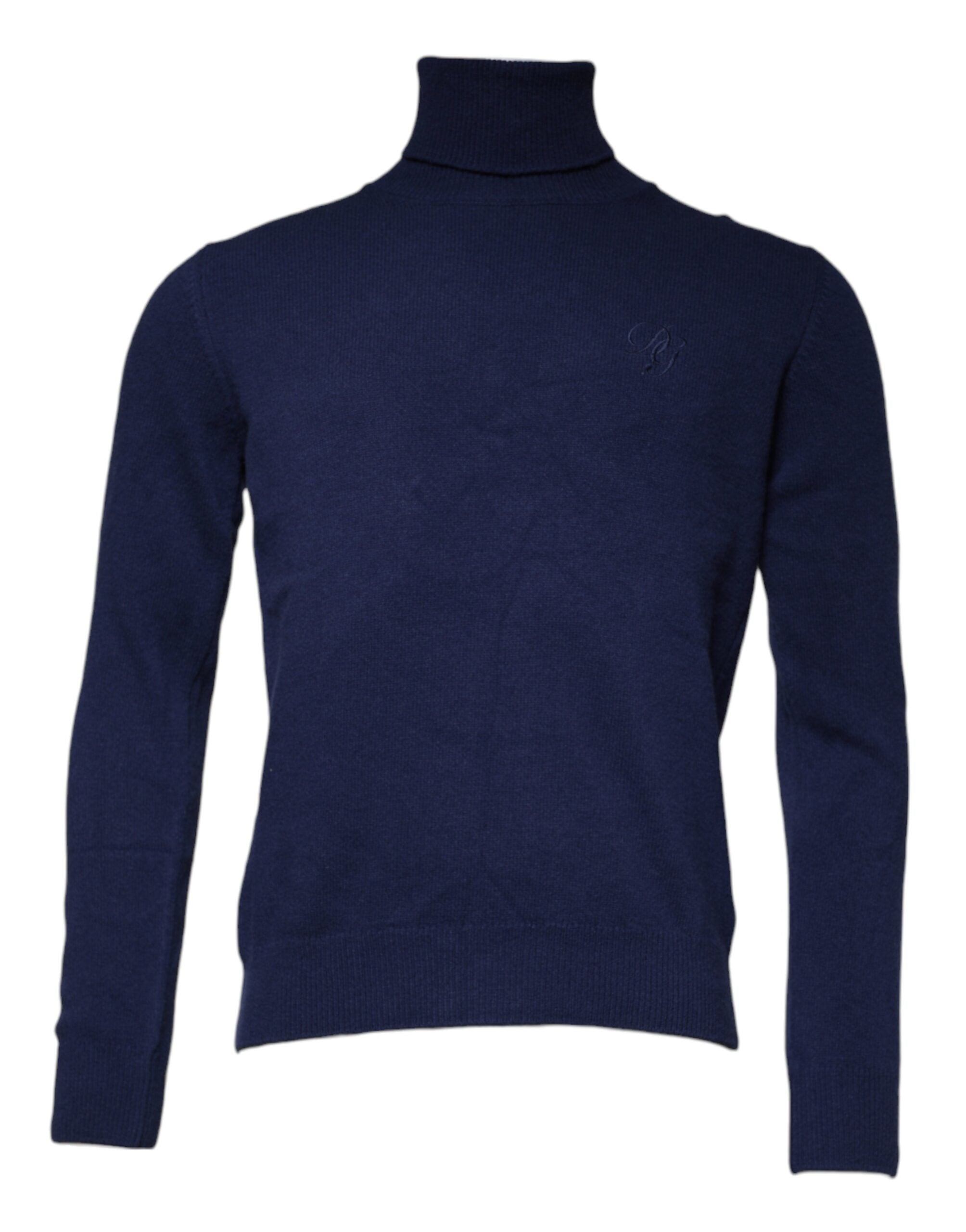 Virgin Wool & Cashmere Blend Turtleneck Sweater — Navy
