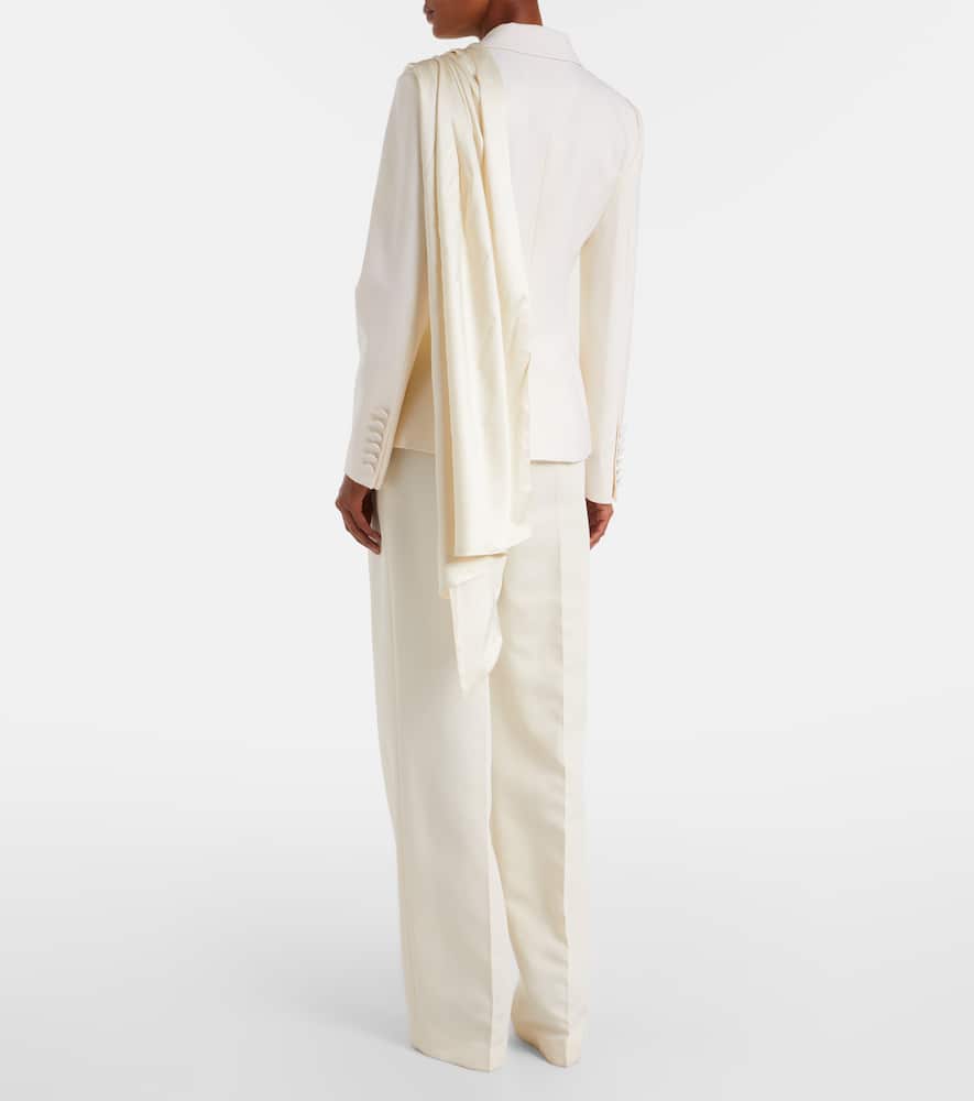 Scarf-detail virgin wool gabardine blazer
