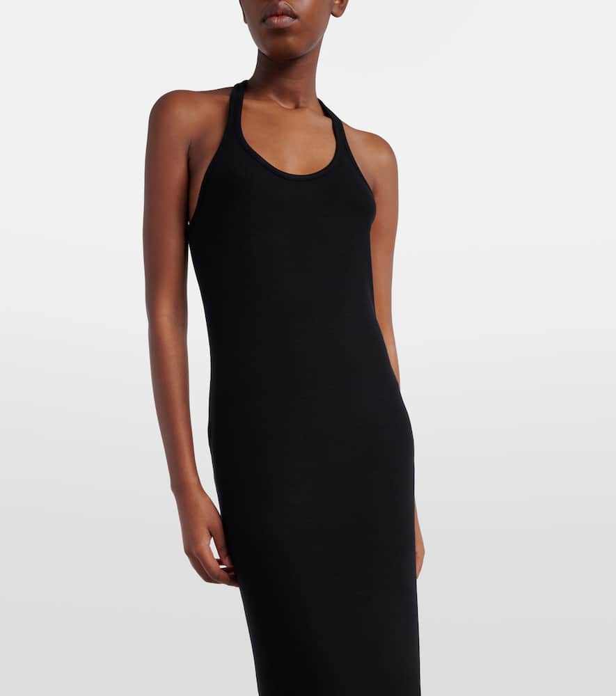 Ribbed-knit halterneck jersey maxi dress