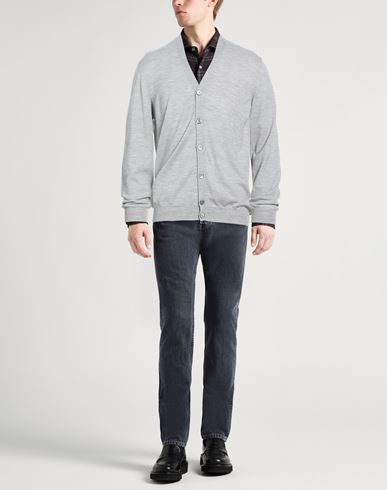 Man Cardigan Light grey Size 42 Virgin Wool, Polyamide