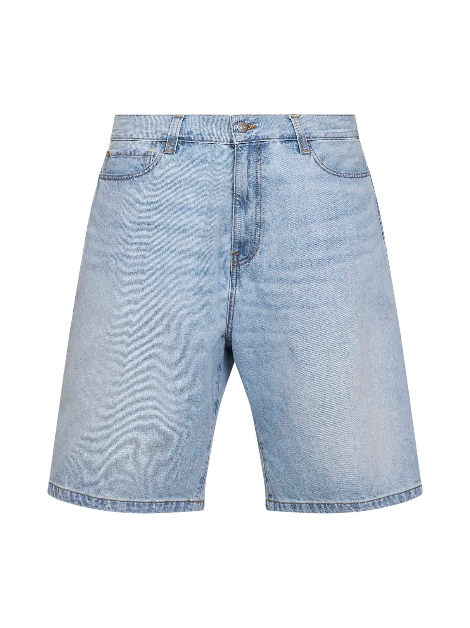 Bleached Denim Bermuda Shorts — Blue