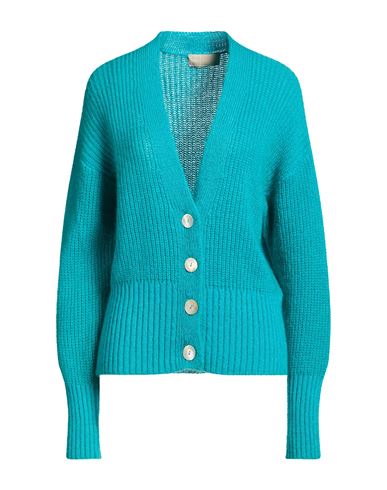 Woman Cardigan Turquoise Size L Cashmere, Mohair wool, Wool, Polyamide