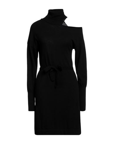 Woman Mini dress Black Size 8 Wool, Viscose, Polyamide, Cashmere