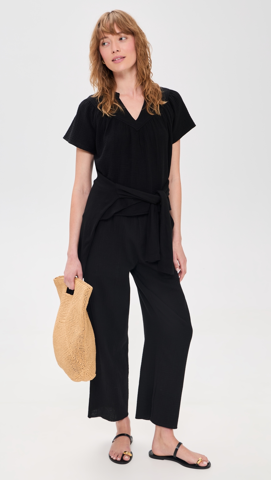 Leon Crop Pants Black Gauze