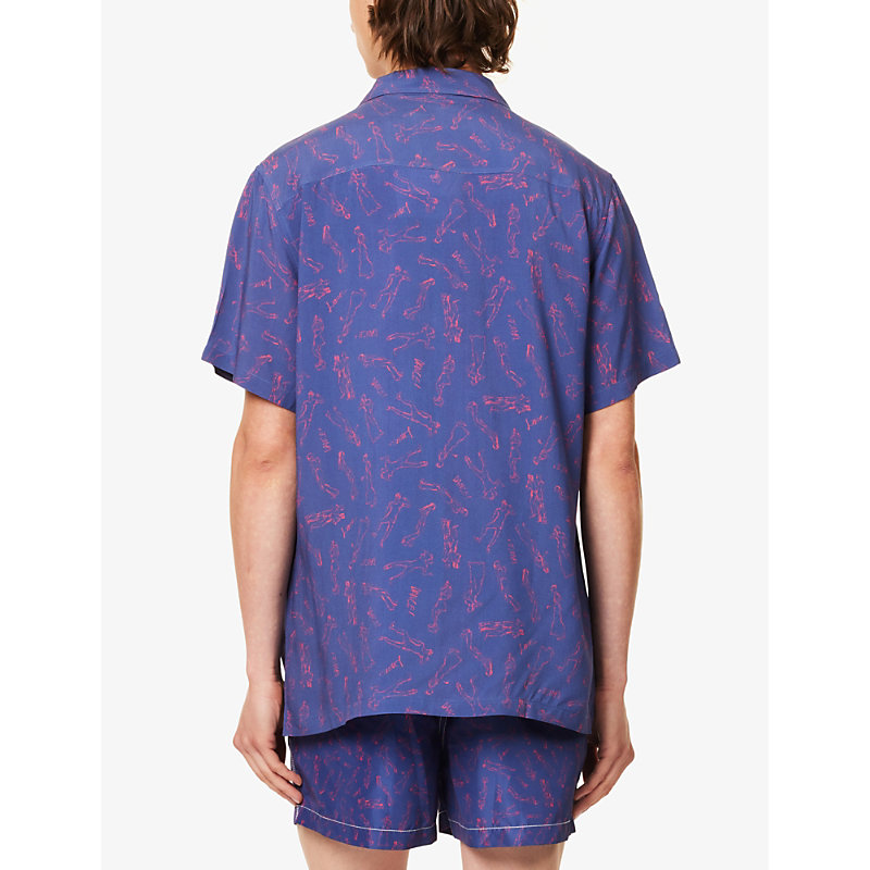 Arrels Barcelona 남성 Mens Navy Dance Richard Short-sleeve Woven Shirt M 75521708