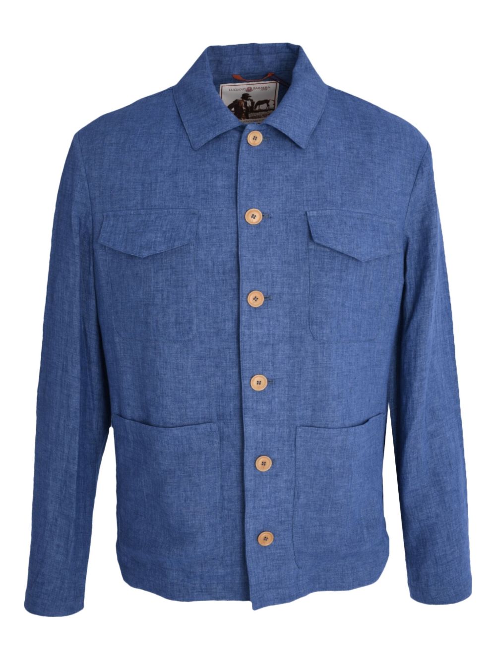 Button-fastening patch-pocket jacket - Blue