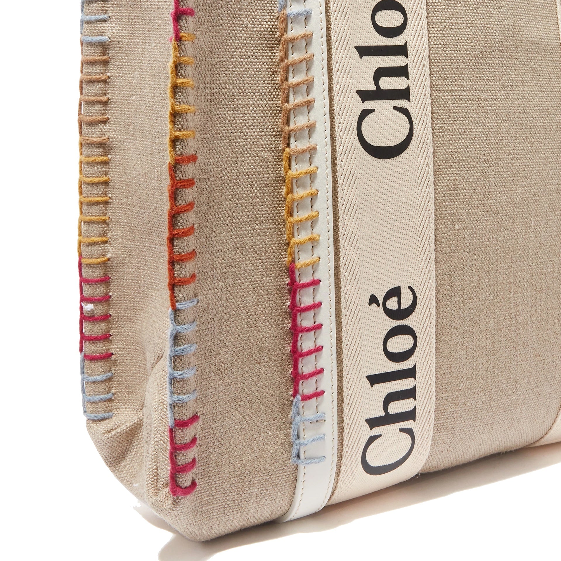 Woody Medium Tote Bag Beige Linen - Women