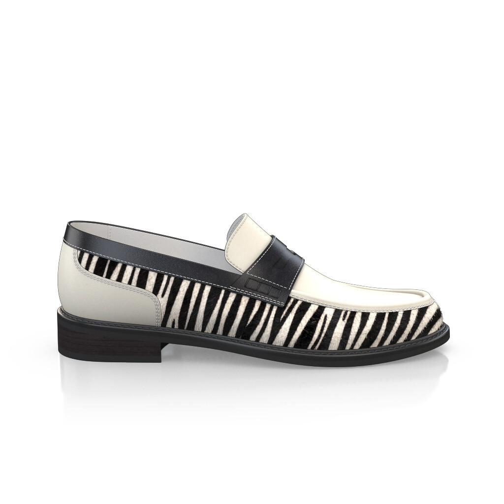 Custom Men's Penny Loafers Handmade in Italy - Animal Prints Leather - GIROTTI