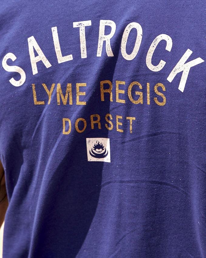 Saltrock Mens Location T-Shirt - Lyme Regis - Blue - Size: Large
